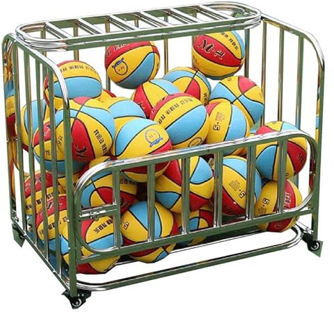 Rollbarer Sportball-Aufbewahrungswagen, großer Ballkorbständer mit Rollen für Basketball/Fußball/Volleyball, robuster Ballwagen, abschließbarer, stapelbarer Ballkäfig