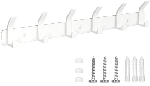 TENXSNUG Appendiabiti da Parete, Attaccapanni da Muro Moderno Antiruggine con 6 Ganci, Appendi Abiti Attaccapanni Appendini da Muro per Cucina, Bagno e Camera da Letto, Bianco