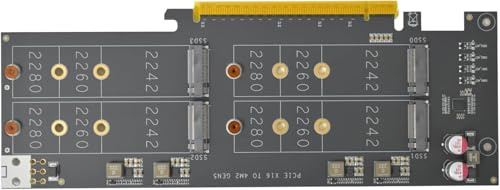Cosentoll 5.0 PCIe M2 Adapter x16 für 4 M.2 NVMe SSDs mit RAID-Unterstützung