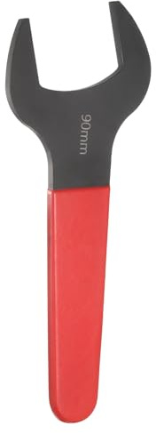 sourcing map Clé à extrémité ouverte simple 90 mm métrique avec angle décalé de 15 degrés Clé à fourche ouverte en forme de U Petite clé à tête plate noircie avec tige rouge pour réparation automobile