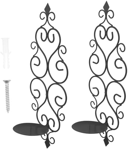 Alipis 2 Piezas Soportes de Pared para Velas de Hierro Negro de Portavelas de Pared para Velas de Pilar y Tealight Decoración Rústica para Sala Baño y Patio