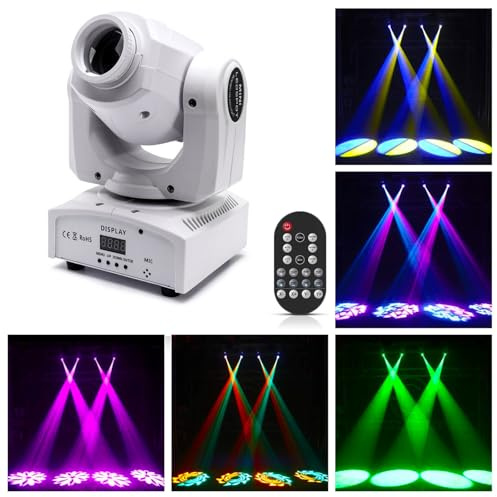 Disco Lights Moving Head DJ Lights, 30W Mini LED Stage Lightswith 8 Gobos and 8 Colors, DMX and Sound Activated, DJ Projector,Party Lights, Beam Lightsfor Weddings
