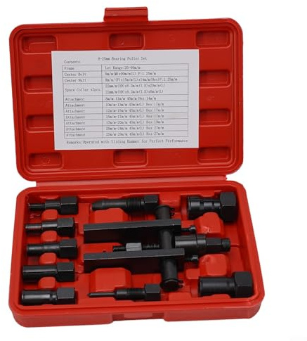 Juego de extractores de rodamientos de 10 piezas para motocicleta y uso automotriz | Herramienta de desmontaje de dos mordazas con ganchos de bola y varilla de tornillo | Extractor de rodamientos de