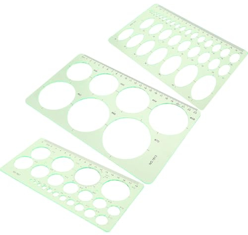 MAGICLULU 3 Stück Zeichenschablonen aus Kunststoff Geometrische Messschablonen und Lineale für Schüler Zeichenvorlagen für Schule Architektur und Design