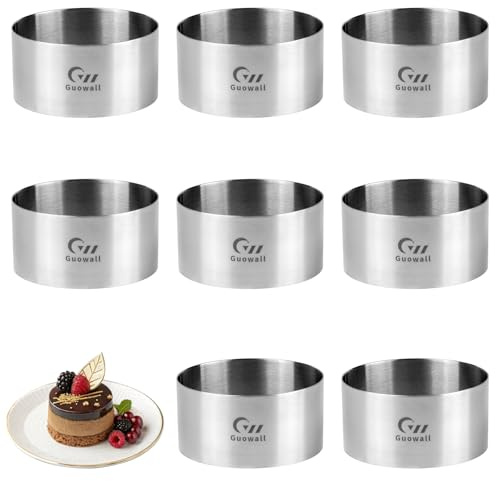 Guowall Round Cake Rings, Seamless Dessert Moulds, 10.2cm/4 inch | Stainless Steel Mousse Cake Mould, Reusable Baking Rings for Mousse Cake Dessert