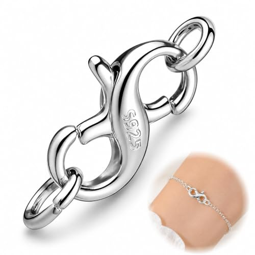 925 Sterling Silver Necklace Clasp, 17.5 mm Double Lobster Clasp