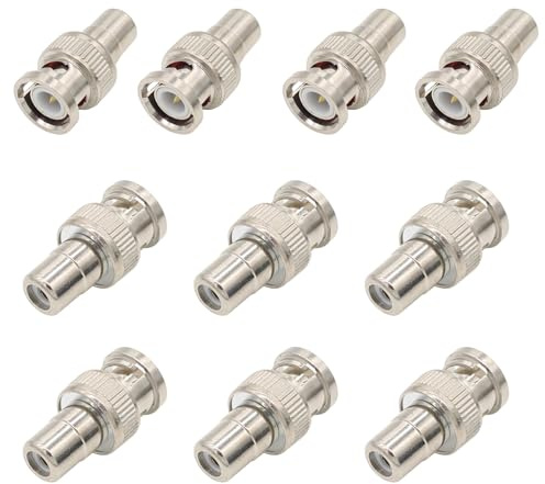 BNC to RCA Adapter 10-Pack RCA Female Plug to BNC Male Connector for CCTV Survelliance Camera System