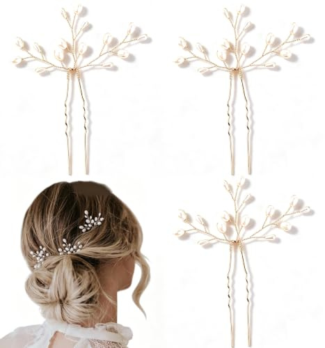Pince Chignon à Cheveux,3 Pièces Épingles à Cheveux de Mariage,Accessoires pour Cheveuxs de Mariage,Épingle à Cheveuxs de Marriage Perle,pour Femmes Mariée Demoiselle d'honneur Filles