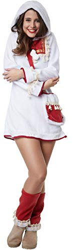 dressforfun 900521 - Damenkostüm edle Eskimodame, Traditionelles Kurzkleid inkl. Beinstulpen und Umhängetasche (L | Nr. 302605)
