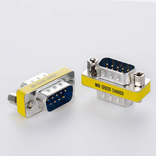 Arnorin DB9 Gender Changer Serial RS232 Male to Male Mini Adapter/Coupler Pack of 2