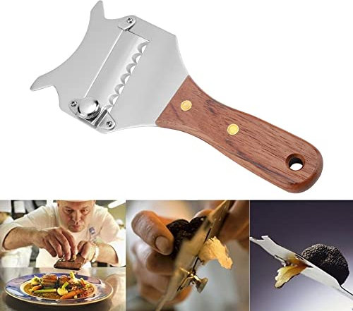 Raguso Truffle Slicer, Stainless Steel Truffle Cheese Mushrooms Garlic Slicer Adjustable Blade Chocolate Shaver Kitchen Gadget for Home Kitchen Easy to Use and Clean