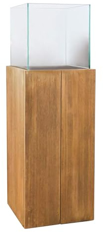 VIVANNO Windlicht-Säule Kerzenständer Akazien Holz Candela - Braun, 80 cm | Rustikaler Kerzenhalter aus Akazienholz mit abnehmbarem Glaseinsatz für Kerzen und Deko, 80x27x27 cm, für Innen & Außen