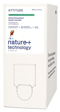 ATTITUDE Washing Up Liquid Refill, EWG Verified, Plant-Based & Vegan Dish Soap, Naturally Derived, Green Apple & Basil Scent, 2 Liters