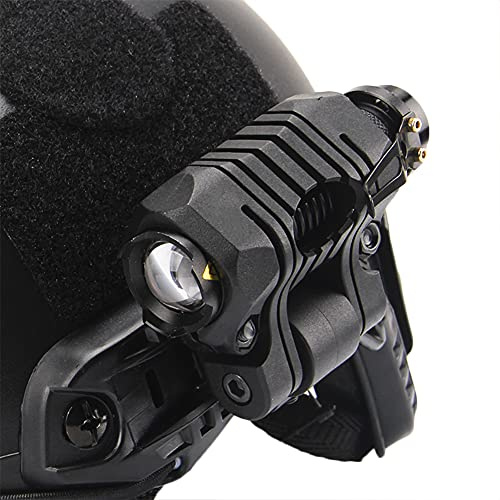 Ensemble de Lampe Poche Tactique, Visière de Casque Réglable, avec Casque Airsoft et Housse de Casque, pour Paintball BBS Gun Shooting Game Halloween Cosplay Party,Flashlight b