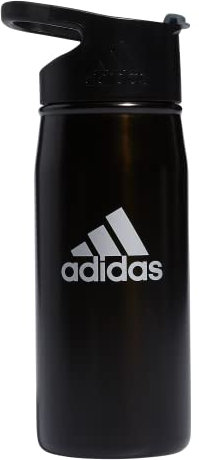 adidas Unisex 450 ML (16 oz) Metal Water Bottle Tumbler, Black/Onix Grey, 16 Ounces