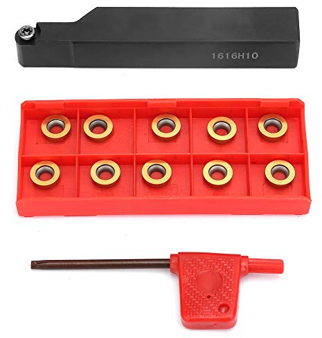 Akozon Attrezzo per tornio, 10 pezzi RPMT10T3MO lame per inserti intercambiabili + portautensile per tornitura SRAPR1616H10 + chiave 1 pezzo accessori di ricambio