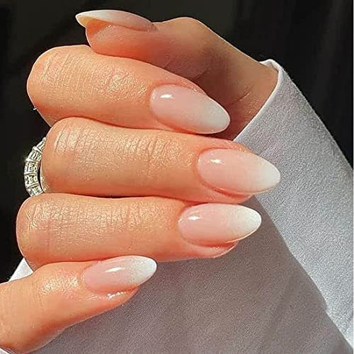 Daterkey 28 Stück Pfeil Nude Gradient Nägel Full Cover Künstliche Nägel Stick on Nails für Frauen und Mädchen