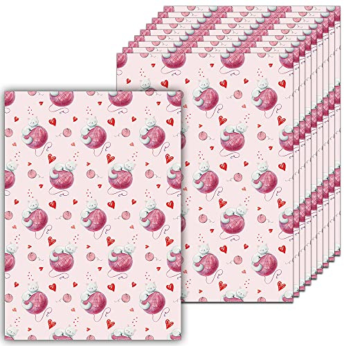 50 PCS Papper di Rilascio Decorativi per la Pittura a Diamante, Gatto Gattino Filato Cuore Stampato Fogli di Carta di Ricambio per Diamanti per L'Arte 5D Dipingere con i Diamanti Strumento Accessori