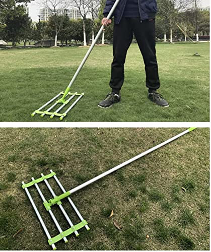 FEFE® Manual Aluminium/Steel Top Soil Grass Compost Bark Spreader Rake Garden Lawn Backyard Landscaping Rake Tool for Lawn, Lake and Beach levelling Rake Heavy-duty Stainless Steel