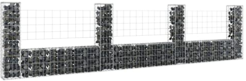 ZEYUAN U-Shaped Gabion Basket with 4 Iron Poles 380x20x100 cm Gabion Baskets, Arched Gabion Baskets, Gabion,