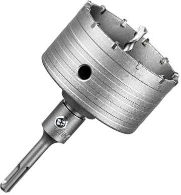 SALI Carbide Hole Saw Drill Bit 100mm with 110mm SDS Plus Adapter, Tungsten Carbide Teeth Cement Hole Saw for Concrete Cement Brick Wall Stone