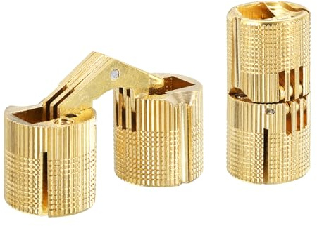 sourcing map 2Pcs 18mm Brass Barrel Hinges Hidden Invisible Concealed Furniture Hinges 180 Degree Opening Angle for DIY Jewelry Box, Gold