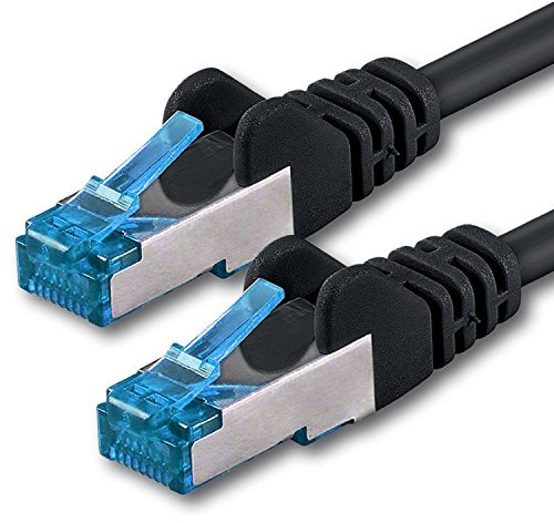 1CONN 1x 5,0 M - Câble réseau CAT-6a Câble Ethernet Lan Patch Connecteur RJ-45 SFTP 10GB/s - 1 pièce Noir