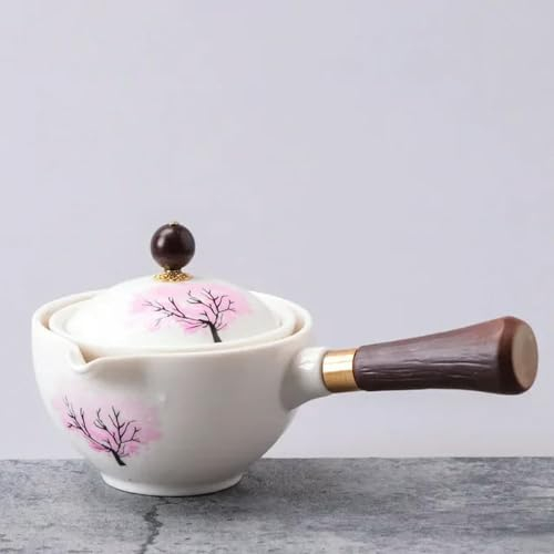 Gong Fu Tea Set Portable 360 Rotation Teapot Ceramic Tea Maker Infuser Semi-Automatic Teaware for Home Office Travel