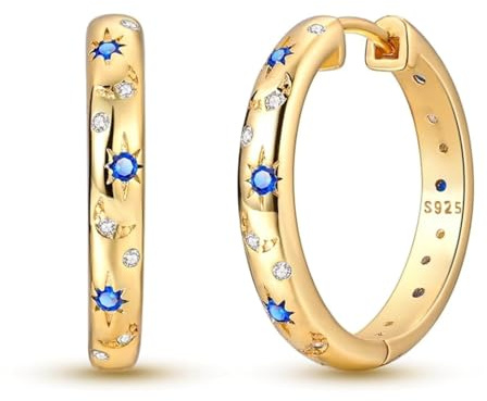 QIKAOLA 925 Sterling Silber Ohrringe für Frauen bunte kleine Hoop Huggie Ohrringe