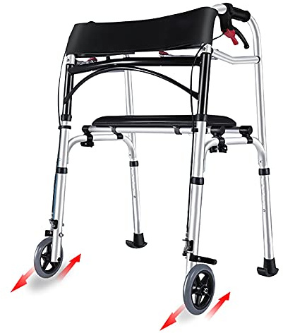 Andador Con Ruedas Plegable, Ayuda De Movilidad Para Caminar De Aluminio Con Freno Y Ruedas, Andador Estándar Liviano Para Personas Mayores Y Adultos