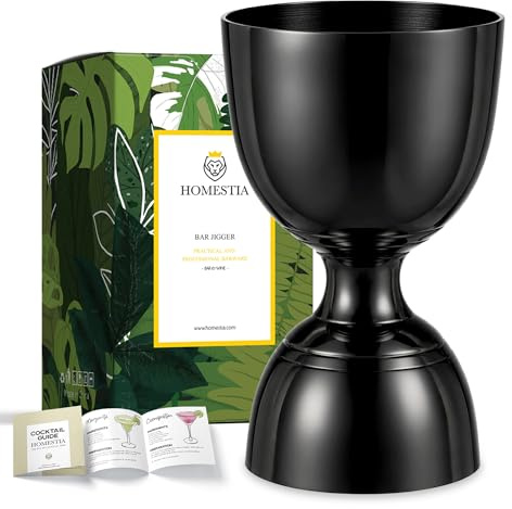 Homestia Doseur à cocktail double pour barman avec 2 unités de mesure à l'intérieur (oz et ml), doseur Bell Jigger de 56,7 g, 28,3 g, en acier inoxydable 304, accessoires de bar pour barman, noir