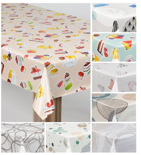 laro Wachstuch-Tischdecke Wachstischdecke Gartentischdecke, Muster:Geburtstag Torte Beige, Größe:100x160