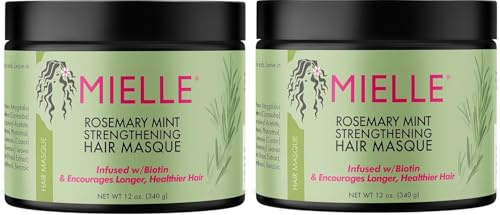 Mielle Rosmarin Mint-stärkande hårmask, eterisk olja och biotin djupbehandling, mirakelreparation för torrt, skadat och krusigt hår, 340 g