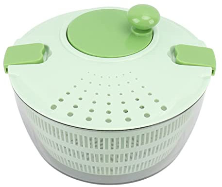 GRCFUMO Large Salad Spinner, Plastic Pump Spinner with Bowl, Colander and Built in draining System, Fast Mixing Washable Rotatable Veggie Washer for Kitchen (Verde)