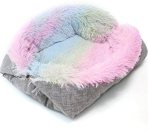 YUYTE Katzenbett, Waschbare Katzenbetten für Katzen Im Innenbereich, Haustierbett, Sicher Wärmend, Bequeme Schlaffläche, Geeignet für Alle Jahreszeiten (Colorful)