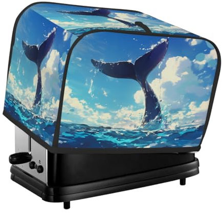 Cubierta para tostadora de 4 rebanadas, cola de ballena, color azul, resistente a las manchas, para cocina, pequeños electrodomésticos, lavable a máquina, regalo para mujer
