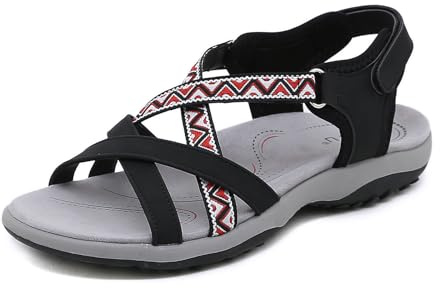 Meik Mangni Sandales Sport Femme Sandale de Randonnée d'été Sandales de Marche Légères à Bout Ouvert Chaussures de Trekking en Plein,A Noir,Taille:38 EU