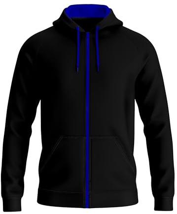 TORO ACTIVA Mens Contrast String Hooded Sweatshirt Pockets Fleece Zip Up Track Hoodies Active Wear Top S-2XL