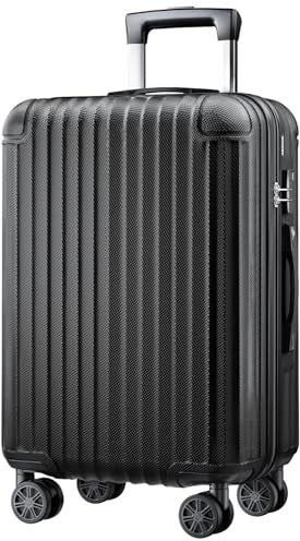 ABISTAB Voyager Hartschalen Reisekoffer groß 76x51x30cm, Handgepäck Koffer, Koffer & Trolleys mit 4 Rollen, Zahlenschloss, leicht Rollkoffer, Schwarz