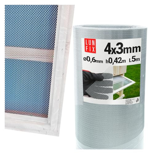 Lochblech 4x3mm Ø0,6mm 0,42x5m verzinktes Streckgitter Stahlgitter | universelles Renngitter für Kühlergrill, Grillgitter Auto, Lichtschachtabdeckung, Lüftungsgitter