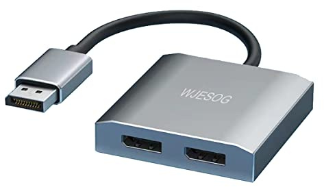 WJESOG Displayport Splitter Dual 4K@60Hz Resolution,DP to 2 DP Hub Multi Stream Transport Support 4K Resolution for Windows and Mac System