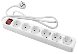 Regleta Blanca enchufes 6 Tomas con Interruptor 1,5 m Cable 3680W 16A 250V Toma Tierra
