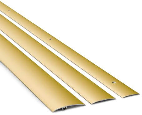 DQ-PP Aluminium Übergangsprofil – Gold – 40mm – 93cm – Selbstklebend – Türleiste – Für Bodenbelag, Laminat, Vinyl – Windschutz – 0,93m Übergangsleiste