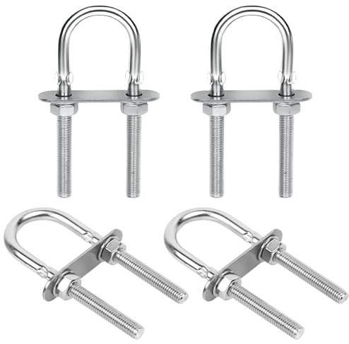 Aramanara 4 Pcs M8 Round U Bolts, 27mm Inner Width 100mm Length U Clamp Bolt, Stainless Steel U Bolts with Hex Nut, Plate, Washer for Attaching Piping Boat Trailer