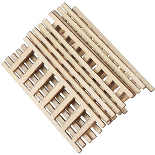 DOITOOL 10pcs Miniature Wooden Step Ladders for Dollhouses Tiny Craft Decor for Micro Landscape Photography Accessories for DIY Projects and Creative Scenes