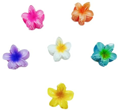 Lot de 6 pinces à cheveux en forme de fleur de prunier multicolore, 4 cm