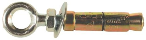 4x M6 x 80mm Super Heavy Duty Expansion Eye Bolts, Shield Eye Anchor Bolts for Securing into Concrete, Brick, and Masonry Walls Yellow Zinc Plated