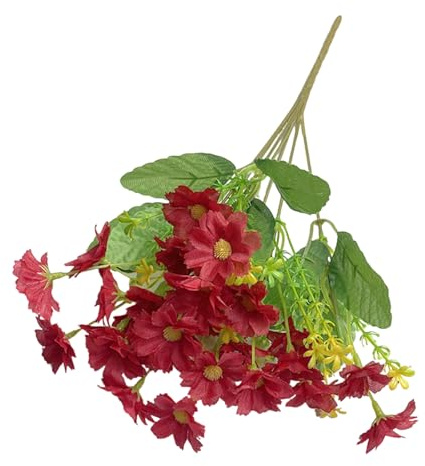 Pocoiau Fiori Margherite Seta Realistici con Steli Elegante Bouquet Piante Finte per La Decorazione del Giardino Casa Seta All'aperto