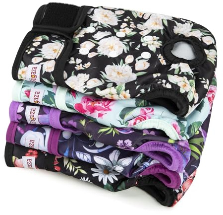 Washable Reusable Female Dog Diapers(5 Pack) Small Medium Large Doggie Puppy & Doggy Dog Diaper, Period Panties in Heat Large