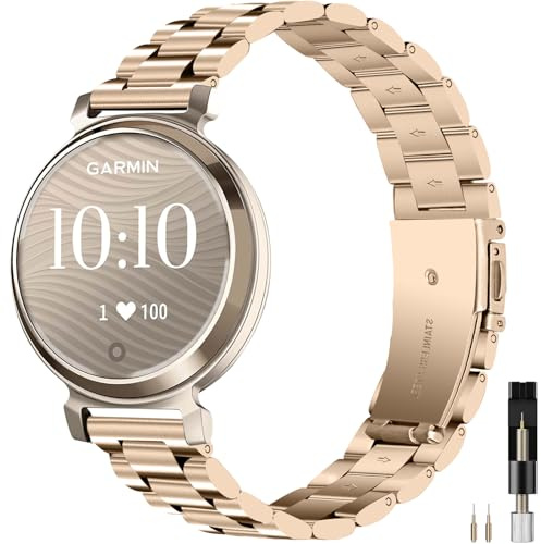 Miimall Metallarmband kompatibelt med Garmin Lily 2, 14 mm kedjerem i rostfritt stål för Lily 2 Classic/aktiv ersättningsrem för dam herr, Garmin Lily 2/Lily 2 Classic/Active 14 mm, Rostfritt stål